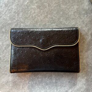 Rebecca Minkoff Black Bi-Fold Ostrich Embossed Wallet